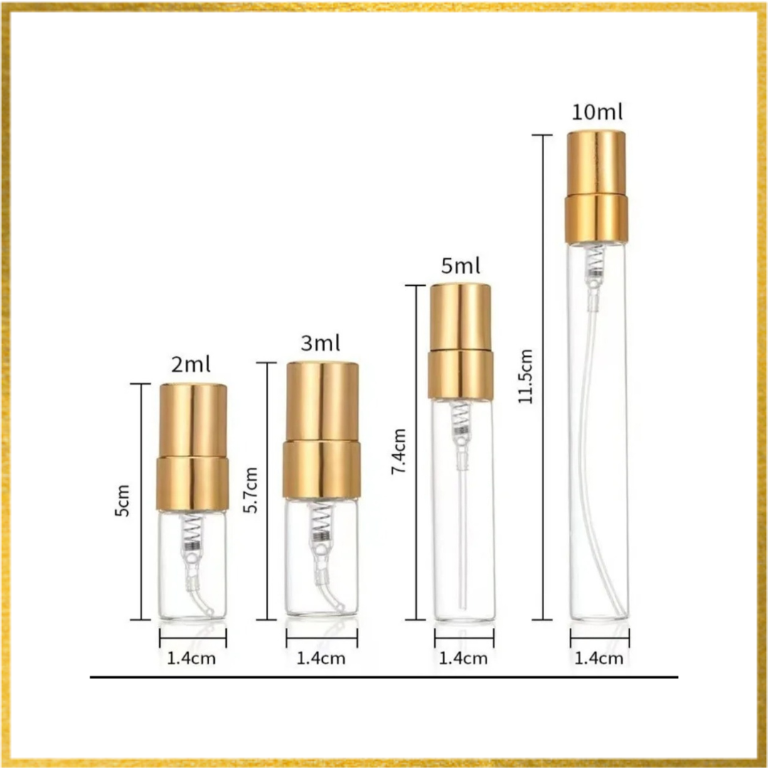 5pc Glass Sample Spray Bottle With Gold Atomizer