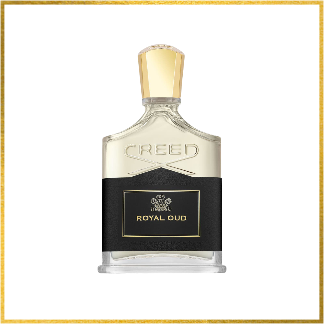 Creed Royal Oud perfume bottle on a white background
