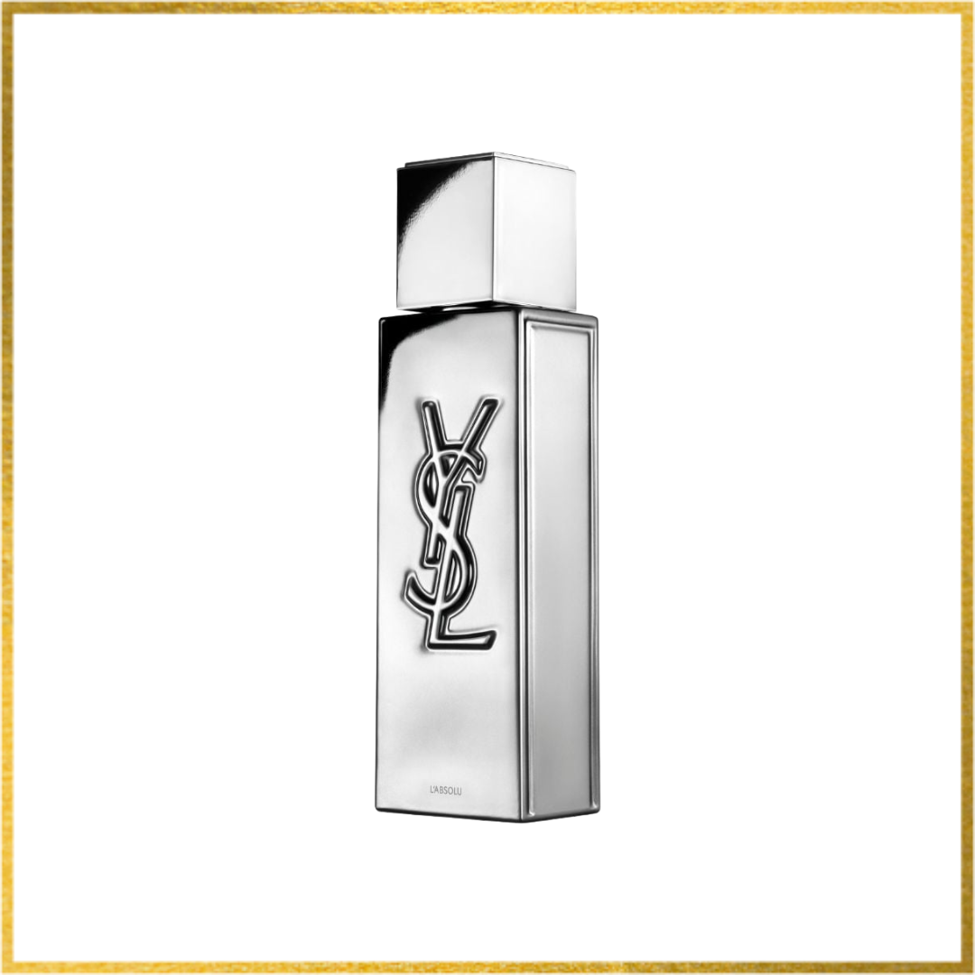 YSL Myslf L’Absolu silver perfume bottle on a white background