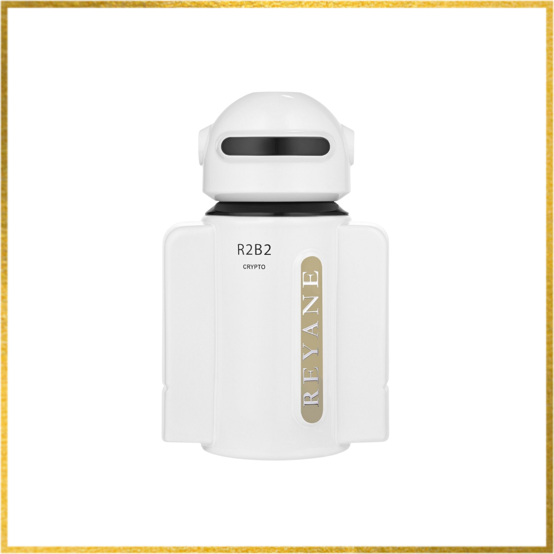 White bottle with black cap labeled 'R2B2' and 'REYANE' on a white background
